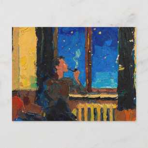 Kunst der Pfeife: Landnacht (Ölgemälde Nr. 4) Postkarte