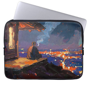 Kunst der Pfeife (Nachtzeit #4) Ölgemälde Laptopschutzhülle