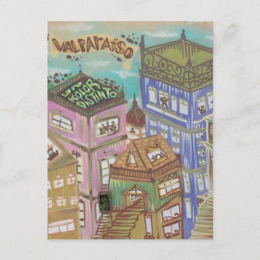 Kunst der Stadt Valparaíso Postkarte (Vorderseite)
