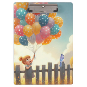 Kunst der Whimsistischen/niedlichen Ballonmädchen Klemmbrett