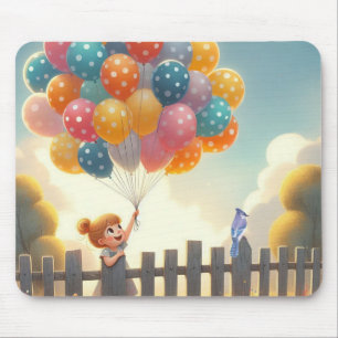 Kunst der Whimsistischen/niedlichen Ballonmädchen Mousepad