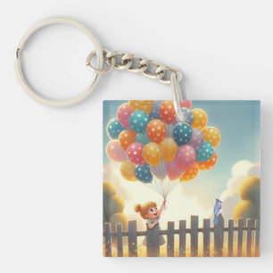 Kunst der Whimsistischen/niedlichen Ballonmädchen Schlüsselanhänger