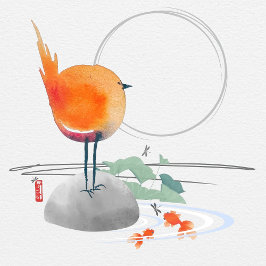 KUNST DER ZEN Aquarell Vogelkunstkarten Dankeskarte