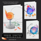 KUNST DER ZEN Aquarell Vogelkunstkarten Dankeskarte