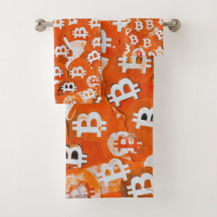 Kunst des Bitcoin (#1) Ölgemälde Badhandtuch Set