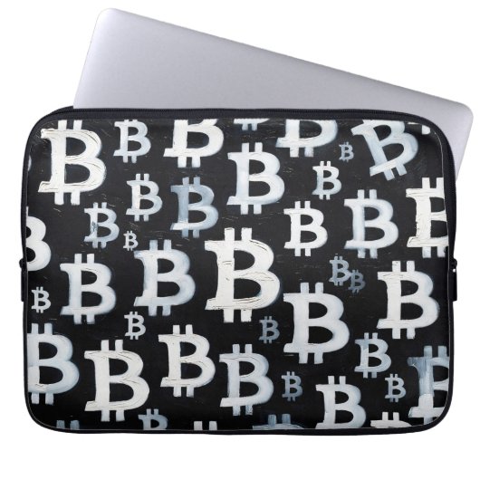 Kunst des Bitcoin (SW #1) Ölgemälde Laptopschutzhülle (Vorderseite)