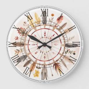 Kunst des indianischen Stammes Vintage Große Wanduhr