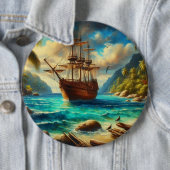 Kunst des karibischen/tropischen Strandschiffes Button (Beispiel)