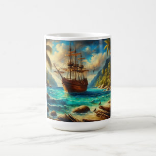 Kunst des karibischen/tropischen Strandschiffes Kaffeetasse