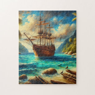 Kunst des karibischen/tropischen Strandschiffes Puzzle