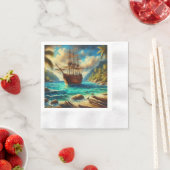 Kunst des karibischen/tropischen Strandschiffes Serviette (Beispiel)