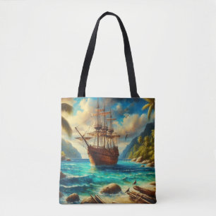 Kunst des karibischen/tropischen Strandschiffes Tasche