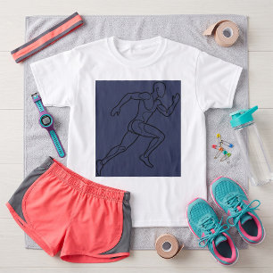 Kunst des kontinuierlichen Linien Sprinter Laufend T-Shirt