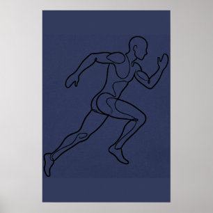 Kunst des kontinuierlichen Linien Sprinters beim L Poster