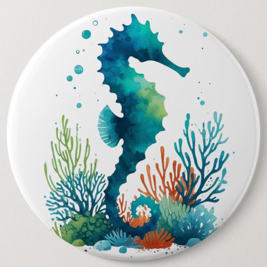 Kunst des nautischen Seepferds/des Strandes/der Kü Button (Vorderseite)