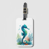 Kunst des nautischen Seepferds/des Strandes/der Kü Gepäckanhänger (Vorderseite Vertikal)