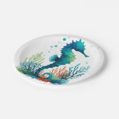 Kunst des nautischen Seepferds/des Strandes/der Kü Pappteller (Schrägansicht)