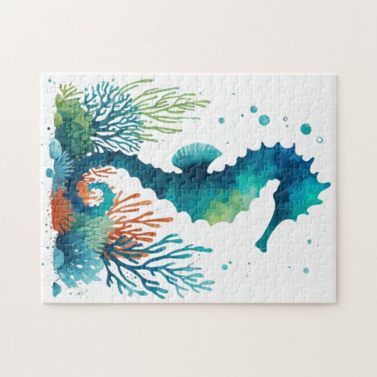 Kunst des nautischen Seepferds/des Strandes/der Kü Puzzle (Horizontal)