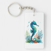 Kunst des nautischen Seepferds/des Strandes/der Kü Schlüsselanhänger (Vorderseite)