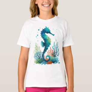 Kunst des nautischen Seepferds/des Strandes/der Kü T-Shirt