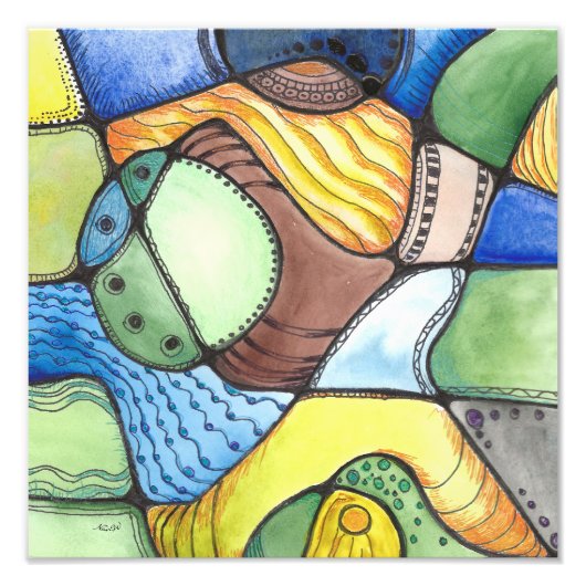 Kunst des Neurografischen Quadrats Fotodruck (Vorne)