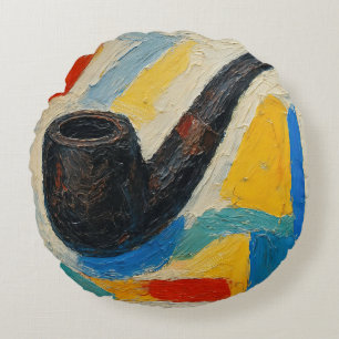 Kunst des Pfeifenrauchens (#7) Rundes Kissen