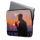 Kunst des Pfeiferauchen (Balkon #1) Ölgemälde Laptopschutzhülle (Vorderseite Links)