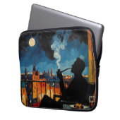 Kunst des Pfeiferauchen (Balkon #2) Ölgemälde Laptopschutzhülle (Vorderseite Links)