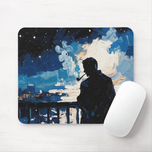 Kunst des Pfeiferauchen (Balkon #3) Ölgemälde Mousepad (Mit Mouse)