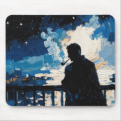 Kunst des Pfeiferauchen (Balkon #3) Ölgemälde Mousepad (Vorne)