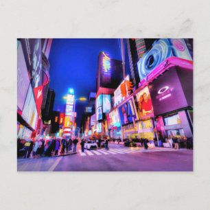 Kunst des Times Square Nachts Postkarte