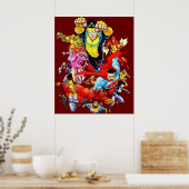 Kunst des unbesiegbaren und freundschaftlichen Hel Poster (Küche)