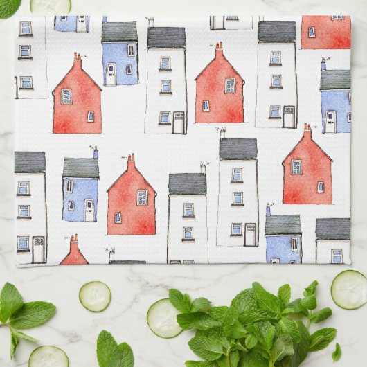 Kunst des Wasserfarbenhauses Geschirrtuch (Gefaltet)