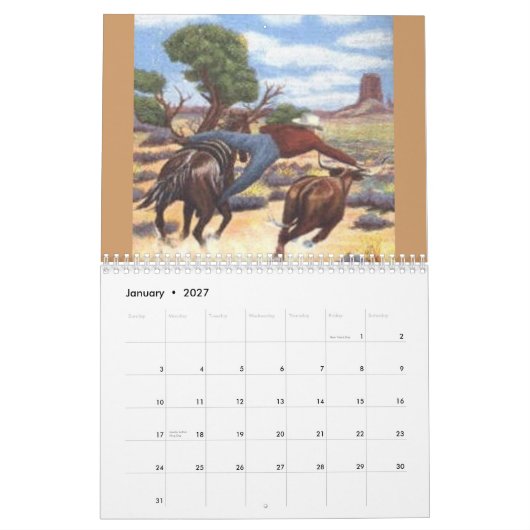 Kunst des wilden Westens Kalender (Jan 2027)