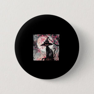 Kunst des Zaubers von Schwarzer Katze und Hexenhut Button
