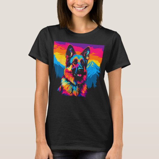 Kunst Deutsche Schäferhund Berg T-Shirt (Vorderseite)