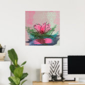 Kunst Druck, rosa Blumenmalerei Poster (Heimbüro)