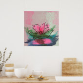 Kunst Druck, rosa Blumenmalerei Poster (Küche)