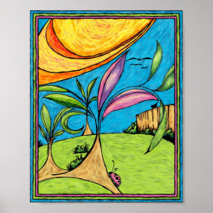 Kunst Druck, Sommerfreuden im Hinterhof Poster