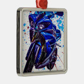 Kunst-Druck Yamahas YZF R1 Silbernes Ornament (Rechts)