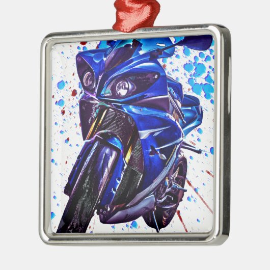 Kunst-Druck Yamahas YZF R1 Silbernes Ornament (Links)