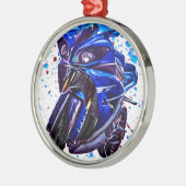 Kunst-Druck Yamahas YZF R1 Silbernes Ornament (Links)