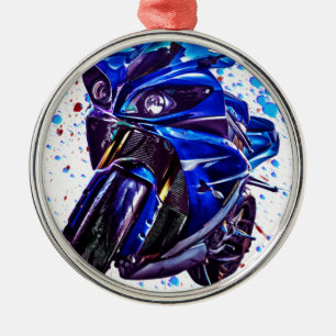 Kunst-Druck Yamahas YZF R1 Silbernes Ornament