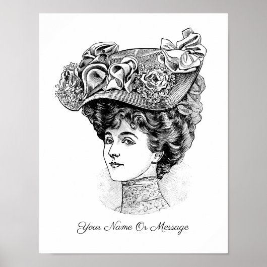 Kunst einer Frau in einem Blumenhut 2 Poster (Vorne)