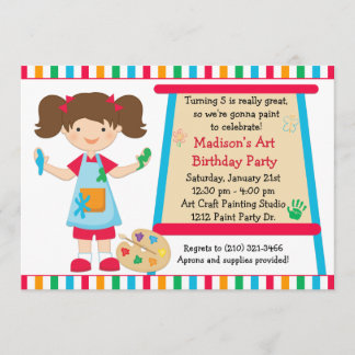 Kunst-Farben-Party-Geburtstag Einladung