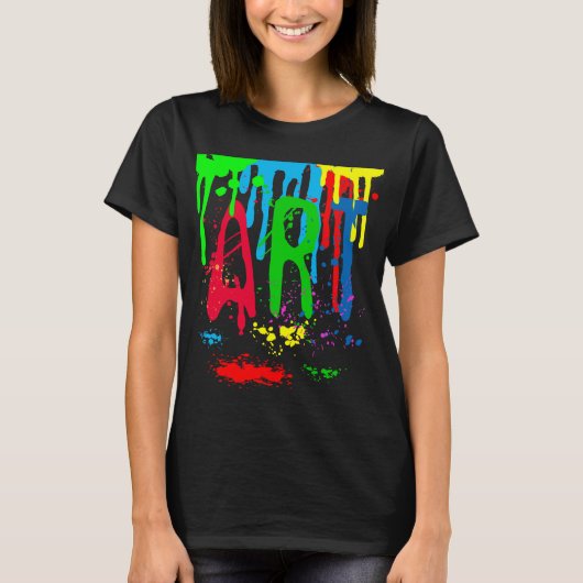 KUNST farbige Farbe lustig schwarz T-Shirt (Vorderseite)