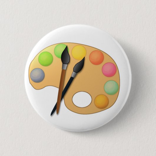 Kunst-Farbpalette mit zwei Bürsten Button (Vorderseite)