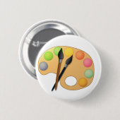 Kunst-Farbpalette mit zwei Bürsten Button (Vorne & Hinten)