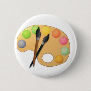 Kunst-Farbpalette mit zwei Bürsten Button
