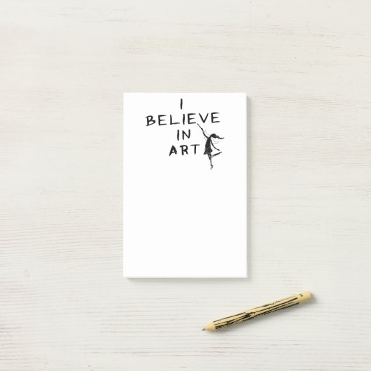 Kunst-Fee: Ich glaube an Kunst Post-it Klebezettel (Auf Schreibtisch)